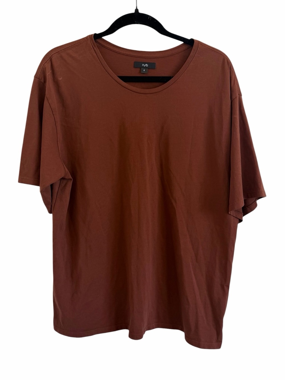 Ruti Cotton Brown Oversized Crewneck T-Shirt Tee
